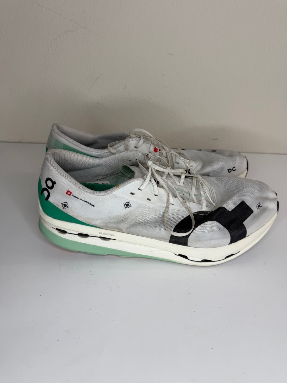 ON Cloudboom Echo 3 Race Day Running Shoes Mens Size 48 US 13 White Green